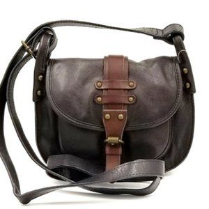 TARNISH BLK & BROWN LEATHER SHOULDER CROSSBODY BAG
